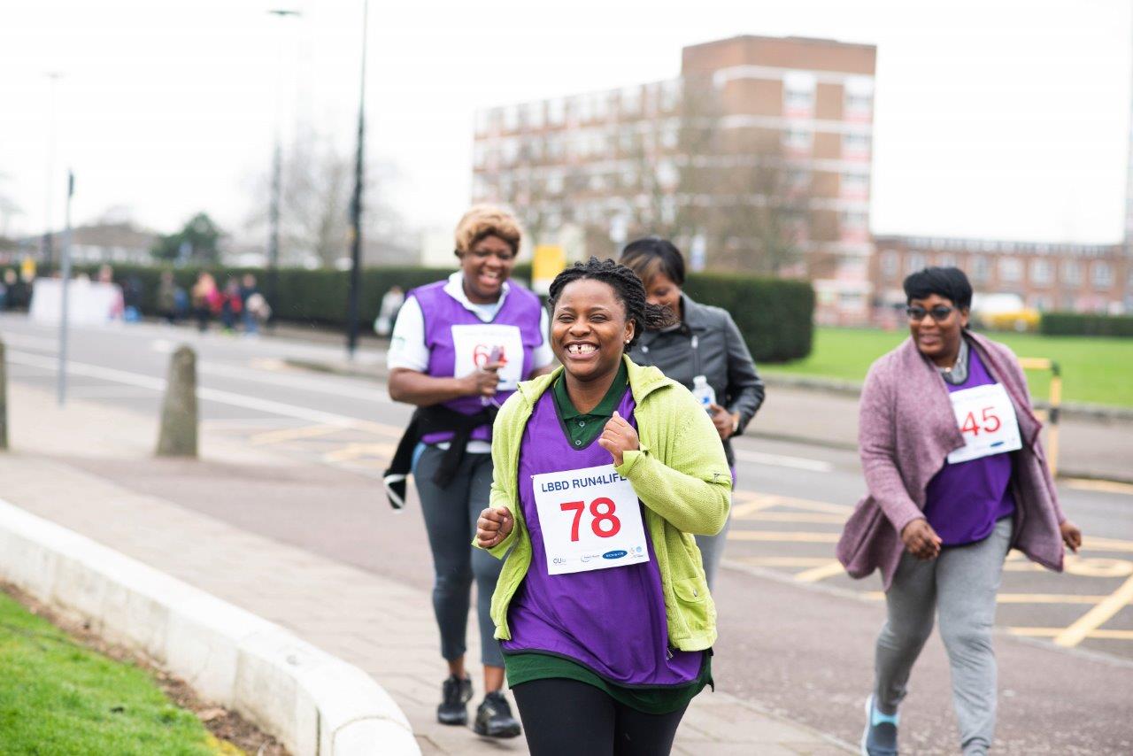 Women marathon runners taking part in Run4Life Dagenham